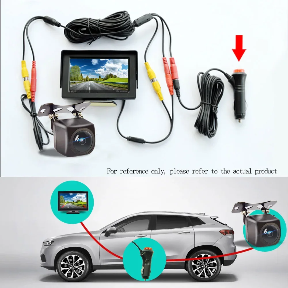 Monitor LCD Universale per Auto da 7/5/4,3 Pollici con Telecamera Posteriore, Facile Installazione, Visione Notturna, Assistenza al Parcheggio per Camion.