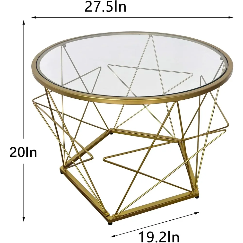 Round  Coffee Tables,Glass Coffee Table,Metal End Tables for Living Room 2