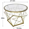 Round  Coffee Tables,Glass Coffee Table,Metal End Tables for Living Room 2