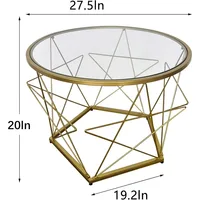 Round  Coffee Tables,Glass Coffee Table,Metal End Tables for Living Room 2