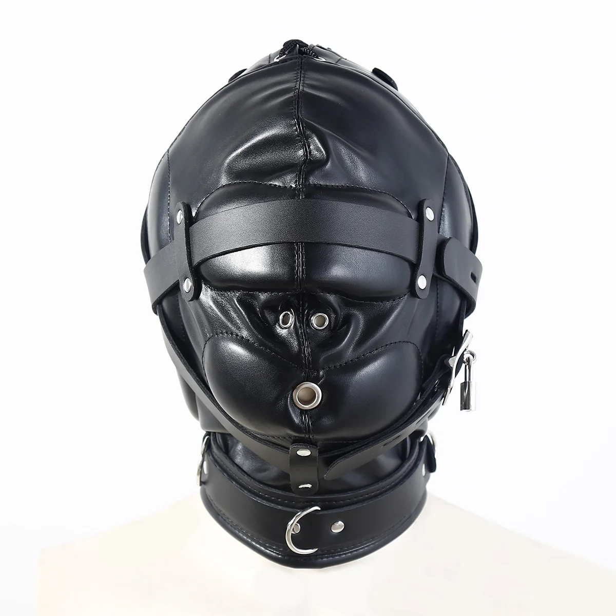Fetish Full Head Hood Couple Adult Cosplay Games PU Leather Sexy Mask Hood Halloween Party Bondage Face Cover Role Play Costumes