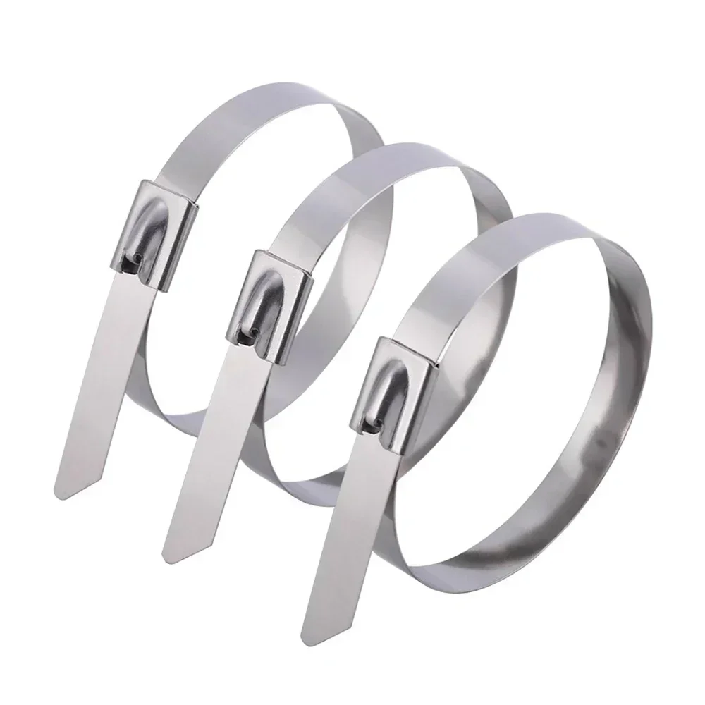 Cable Ties 20/100Pcs Stainless Steel Cable Ties Metal Zip Ties Strap Exhaust Wrap Multi-Purpose Heavy Duty Self-locking Fastening Ring