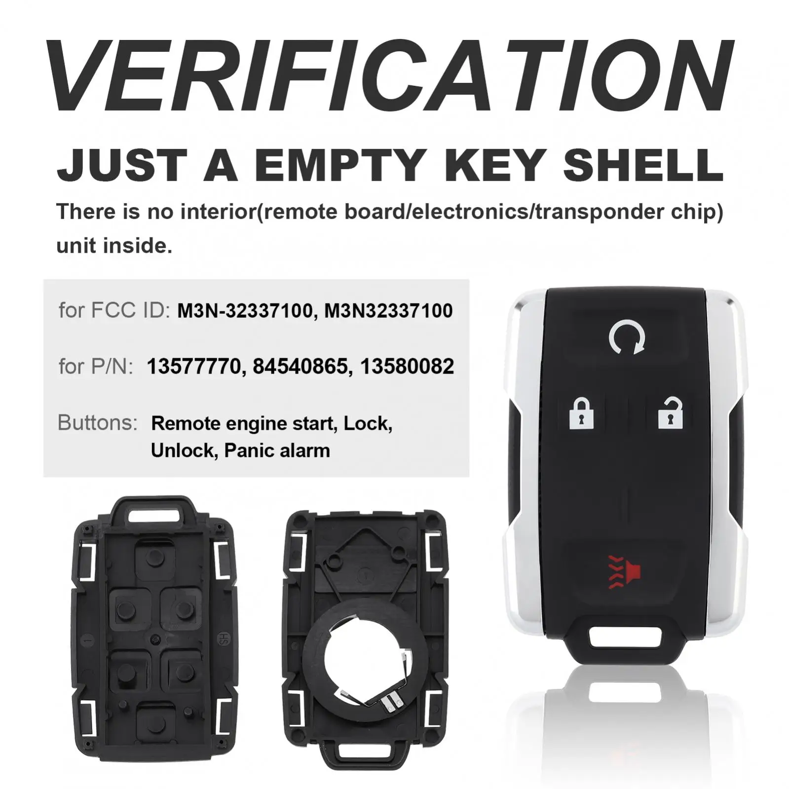 

4 Buttons Fit for Chevrolet / GMC M3N-32337100 Car Keyless Entry Smart Remote key Shell Replacement Key Fob Cover Case