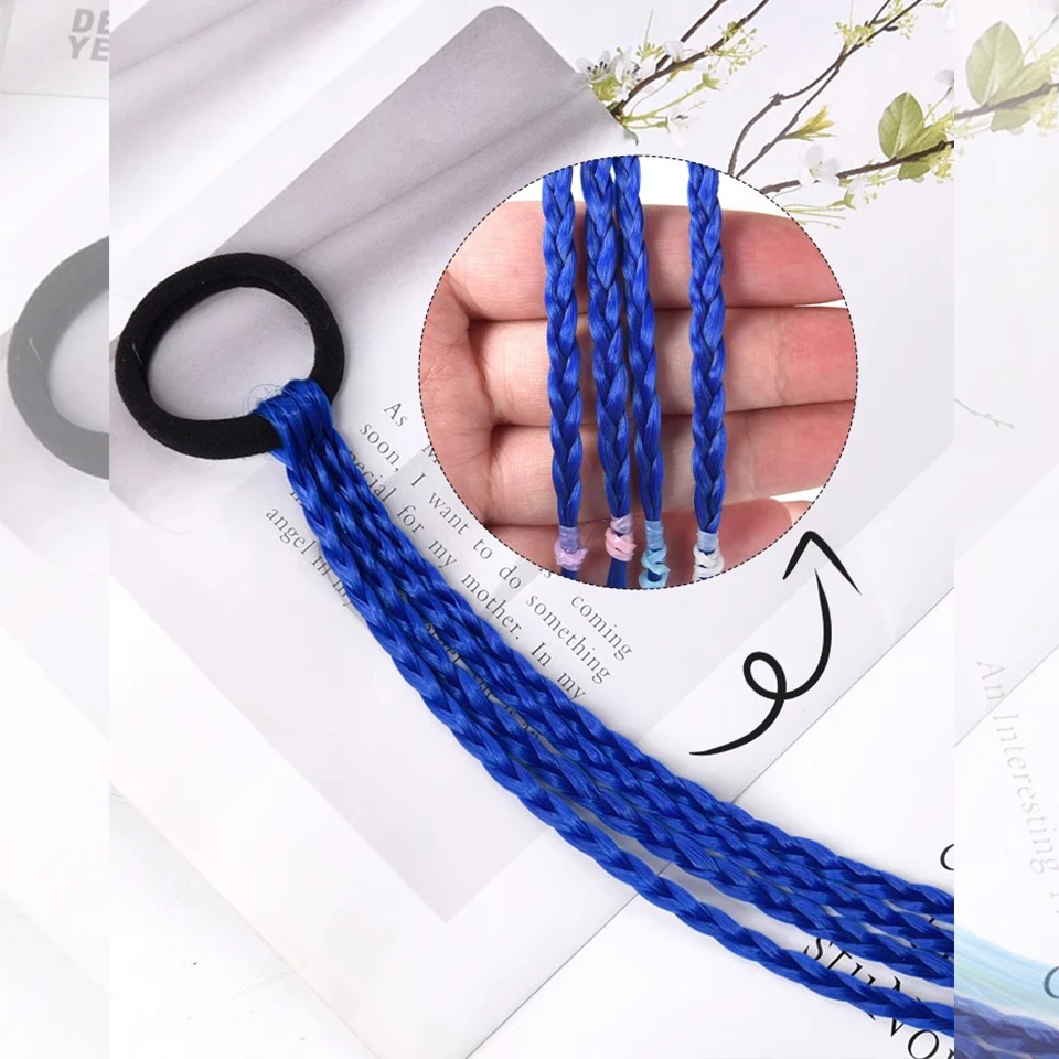 Synthetic Rainbow Twist Braided Ponytail Hair Extension for Women