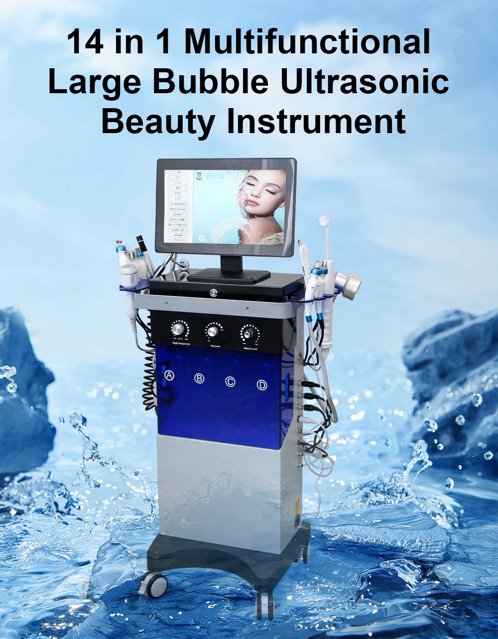 14-in-1 Hydra Sauerstoff Gesichtsmaschine Hautverjüngung Gesichtsstraffung Vakuum Mitesser Entferner Hydrodermabrasion Gesichtsmaschine – Detail 1
