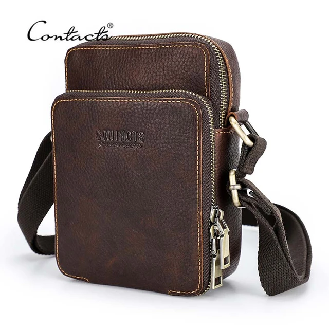 CONTACT'S Men's Bag Designer Genuine Leather Men Small Shoulder Bag Vintage  Crossbody Messenger Male Purse Phone Bags Handbag - AliExpress