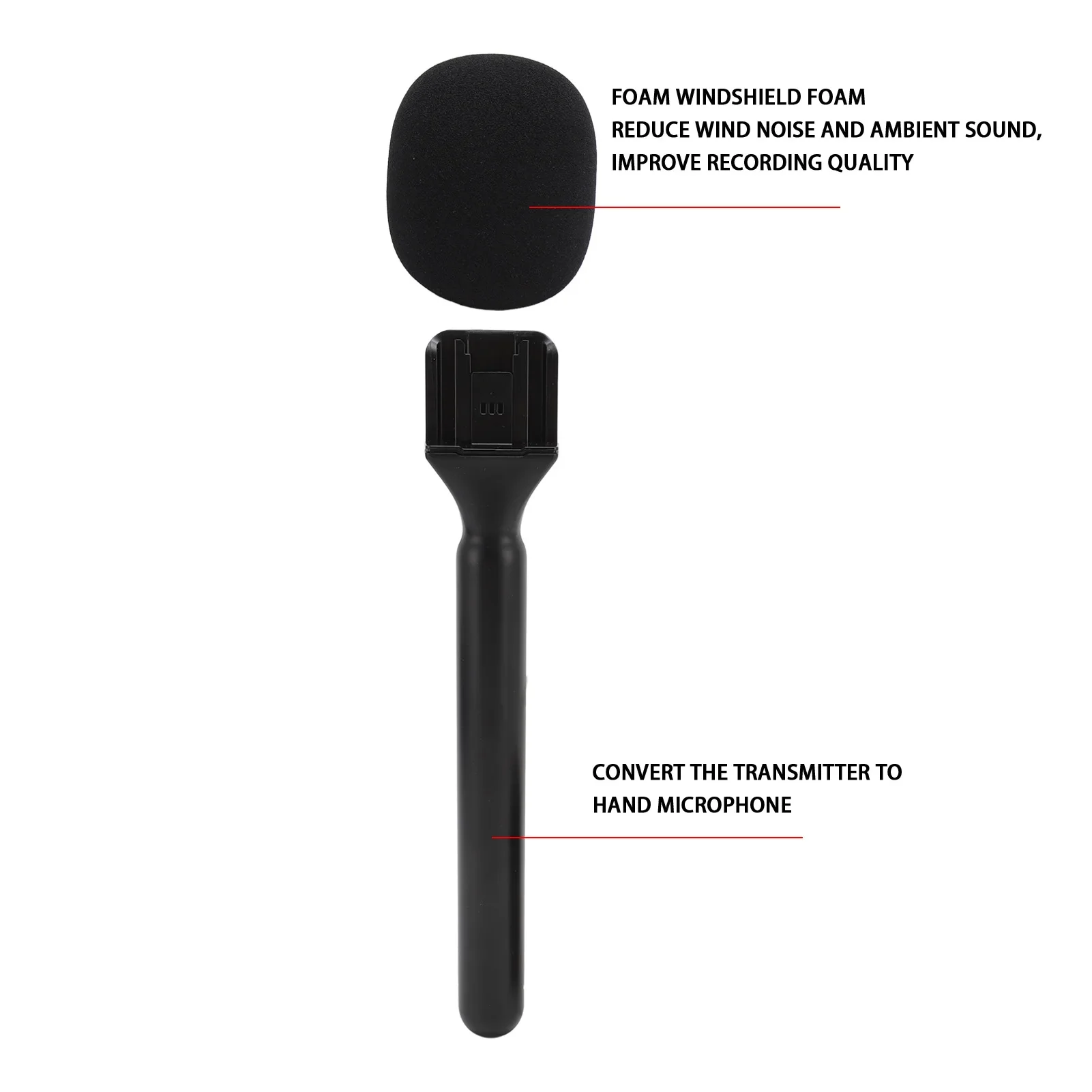 Wireless MHandheld Wireless Interview Microphone Adapter with Windshield Foam for Rode Wireless GO II for DJI Mic 1 2