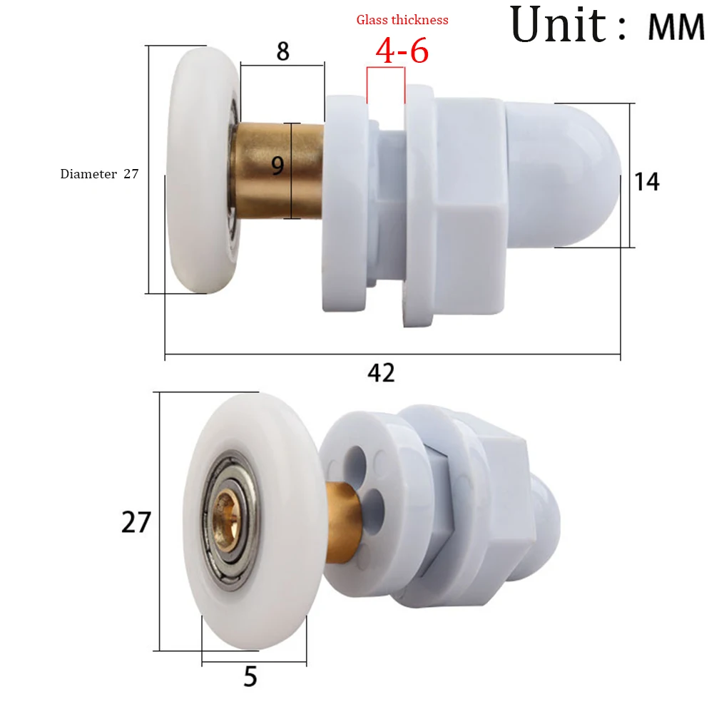 4ks sprcha dveře rollers/runners/wheels 19, 23, 25 , 27 anebo 29mm kolo průměr dávný balvan oblouk koupelna sklo trať kolo