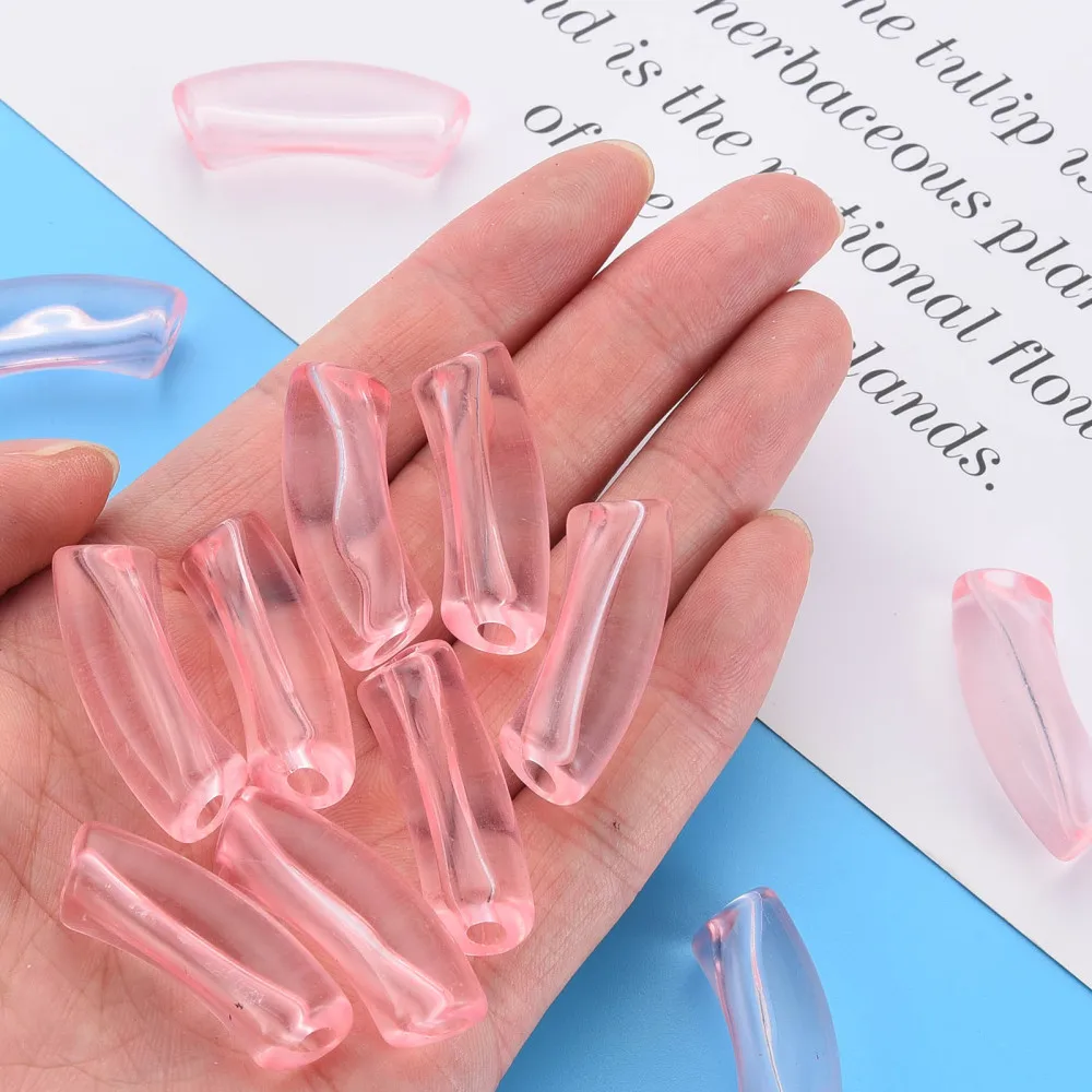 36mm Transparent Tube Beads Fit Bangle Bracelet Chunky Curved Acrylic Spacer Beads for Summer Fashion Jewelry Making 148pcs/500g