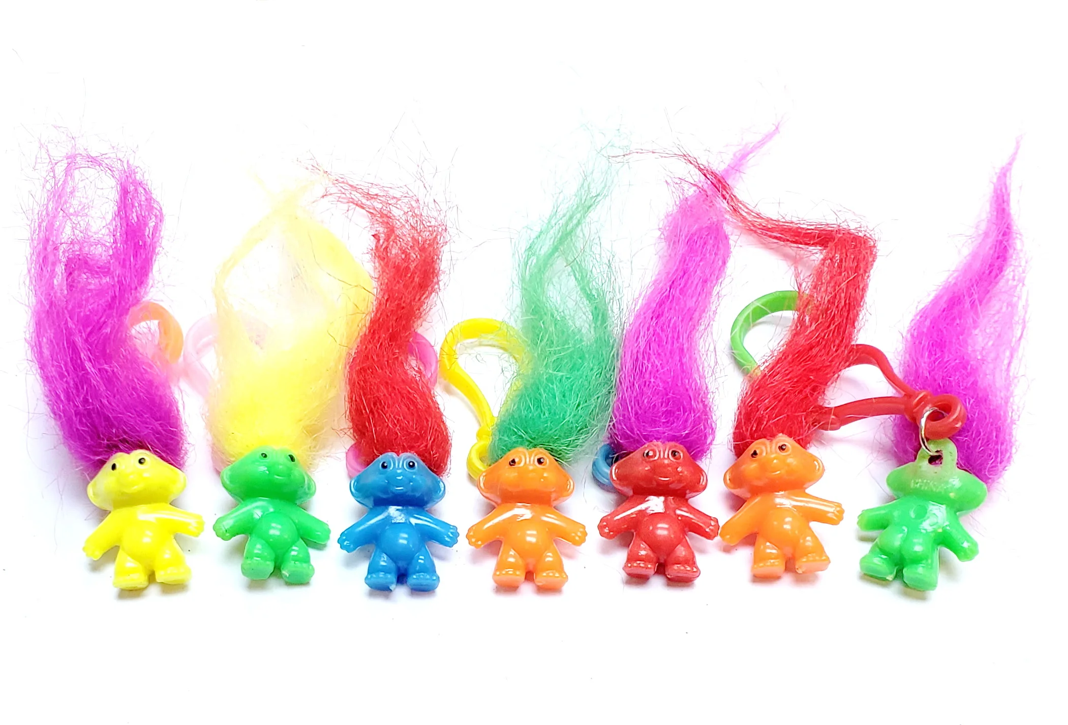 16 Pcs Colorful Lucky Troll 2.5cm Plastic Clip Fun Birthday Party Favor Game Vending Gift Pinata Bag Filler Loot Gag Novelty