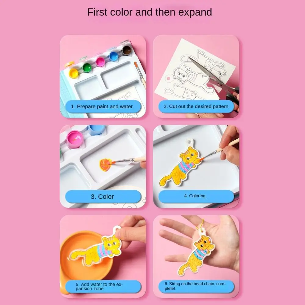 With Easel DIY Puffy Paint Kit Sponge Texture Puffy Effect Texture Painting Toy Colorful Pens Creative Design 3D Drawing Canvas