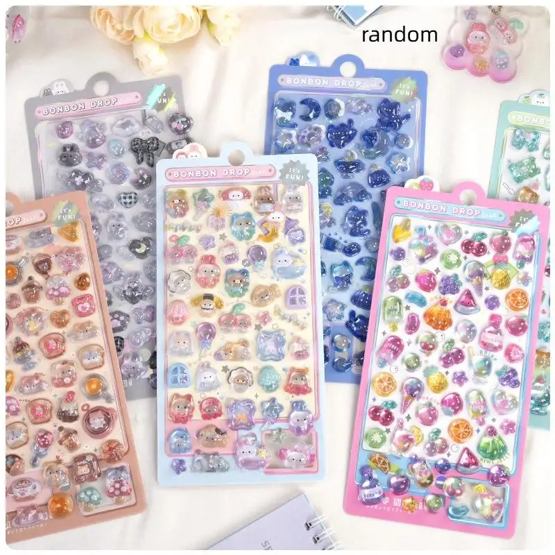 3D Relief Jelly Stickers Cartoon Animal Sticker Candy Ghost Rabbit ...