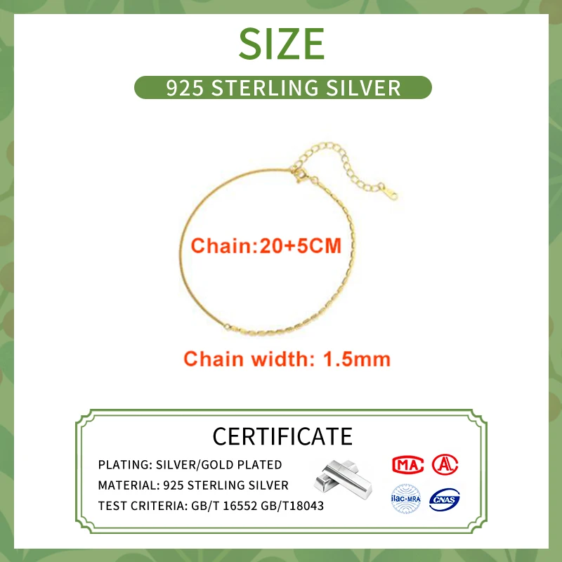 INZATT Real 925 Sterling Silver Asymmetric Bead Chain Ankles For Women Classic Fine Jewelry Summer Trendy Accessories