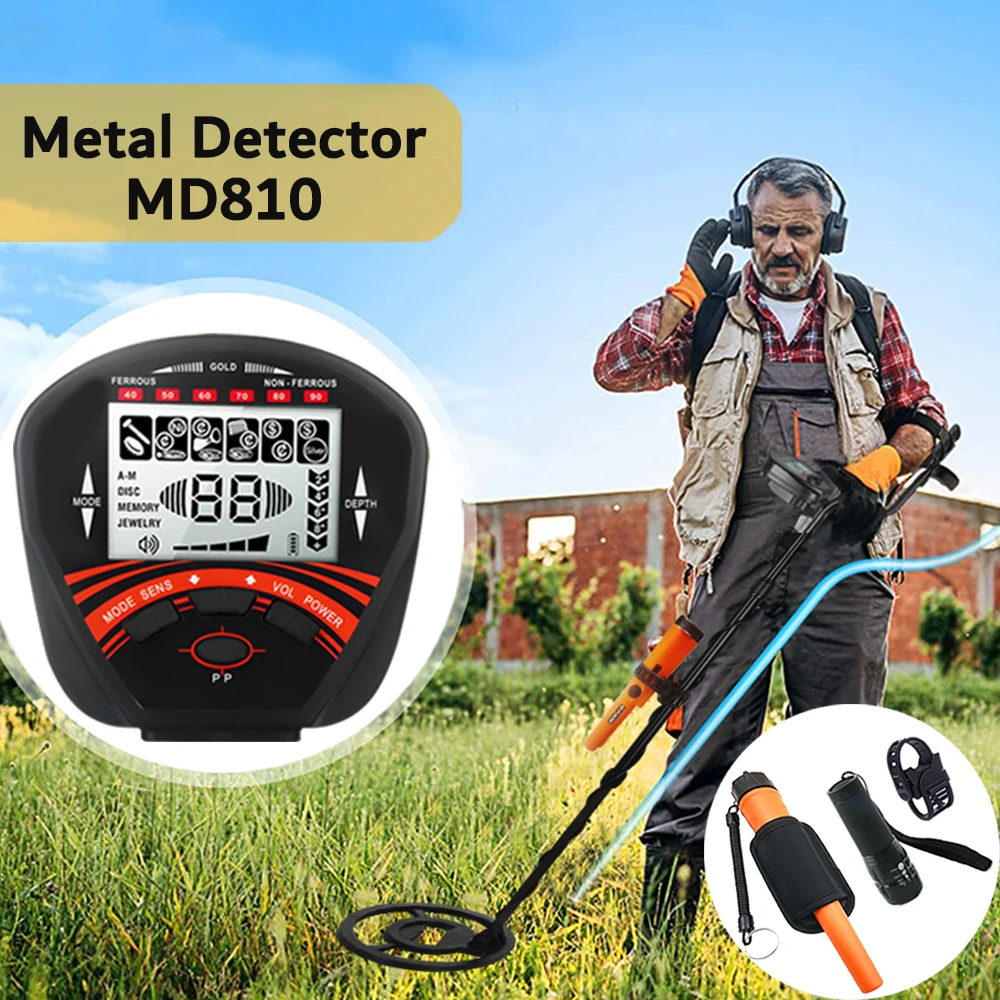 MD810 Underground Metal Detector Gold Digger Treasure Hunter Professional Detecting Equipment 10 IP68 Waterproof Search Coil