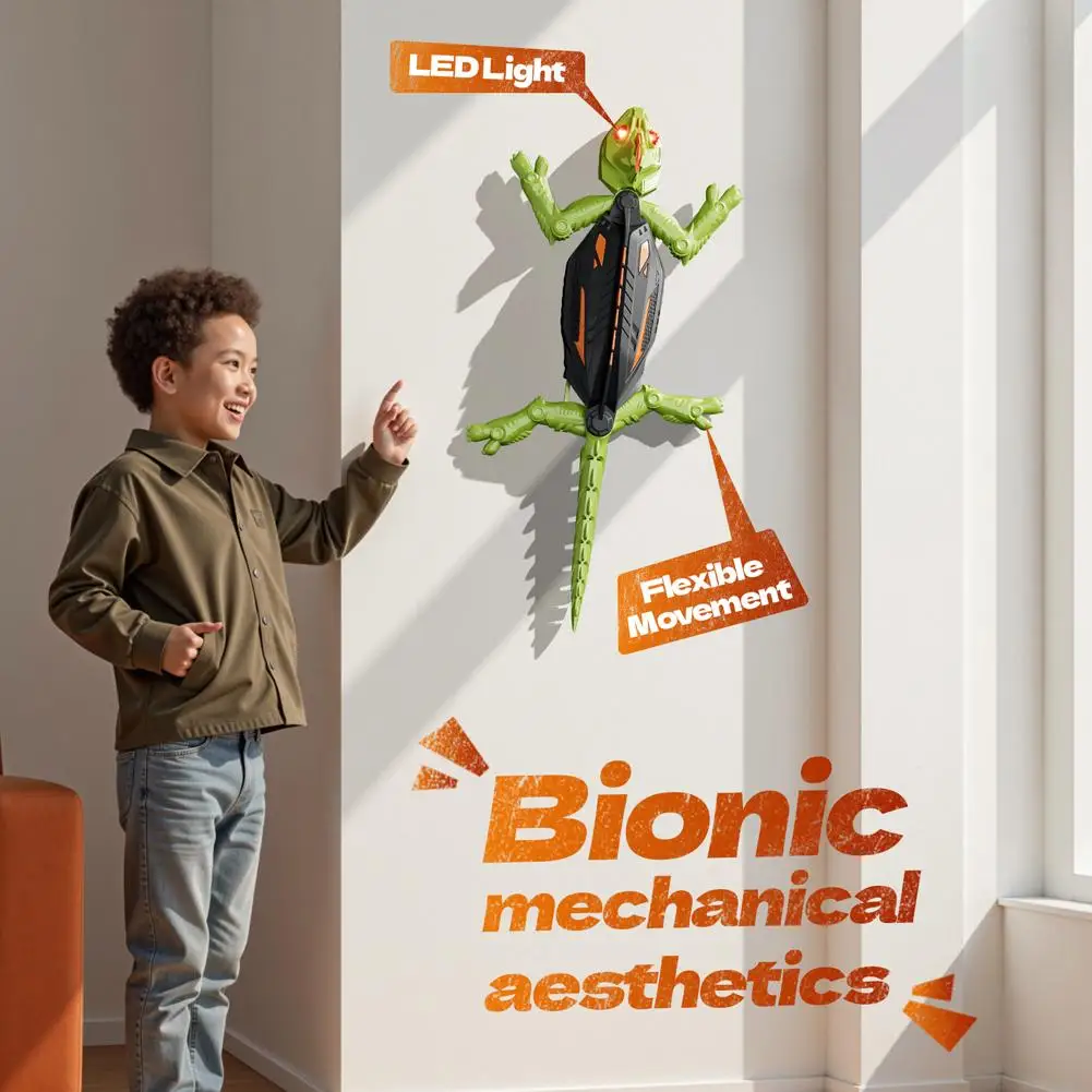 Realistic Biomimetic RC Wall Climbing Lizard Robot Toy Remote Control Gecko that Climbs Glass & Smooth Walls