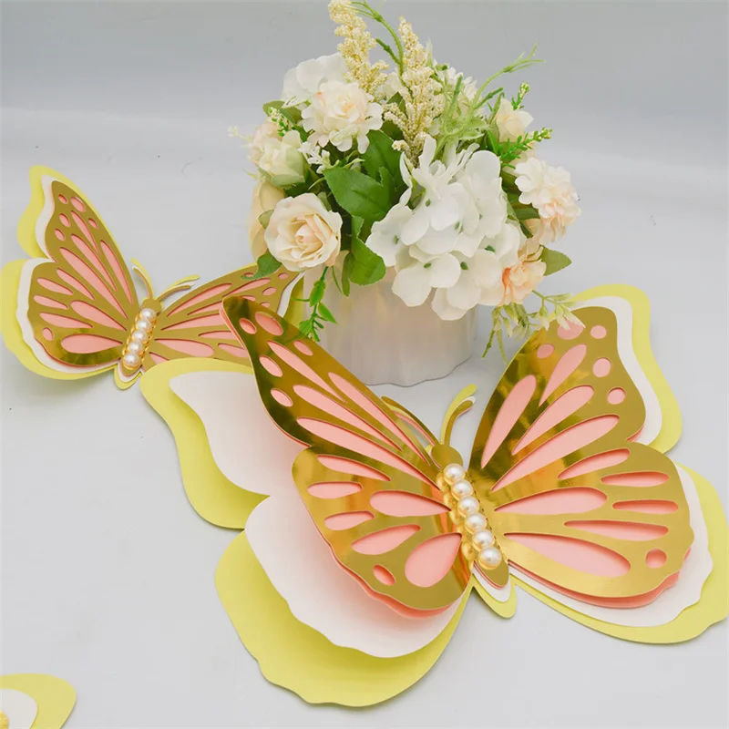 3D Artificial Butterflies Craft with Stick for Festival Party Wedding  Decoration