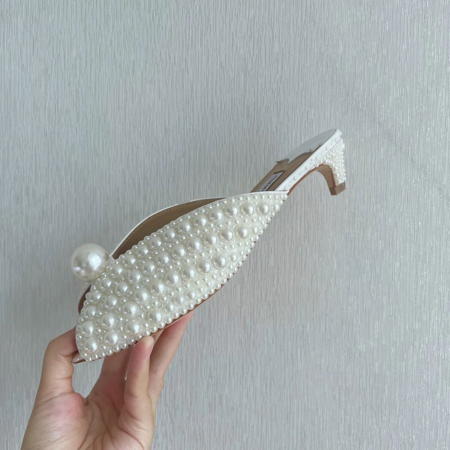 Kitten Heel Slipper Women Luxury Slipper Pearl Slide Brand Designer Pumps