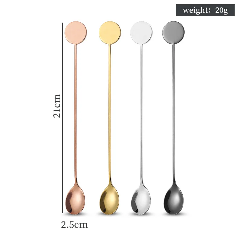 Cocktail Stirrers Bar Long Stirring Spoon Metal 304 Hollow for Tea Coffee Scoops Kitchen Tableware Accessories Customize Name
