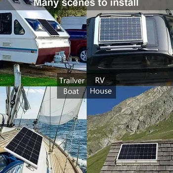 Caricabatterie Solare Impermeabile da 100W, Mantenitore di Carica a Doppia Uscita 12V/24V per Auto, Camper, Barca, Moto