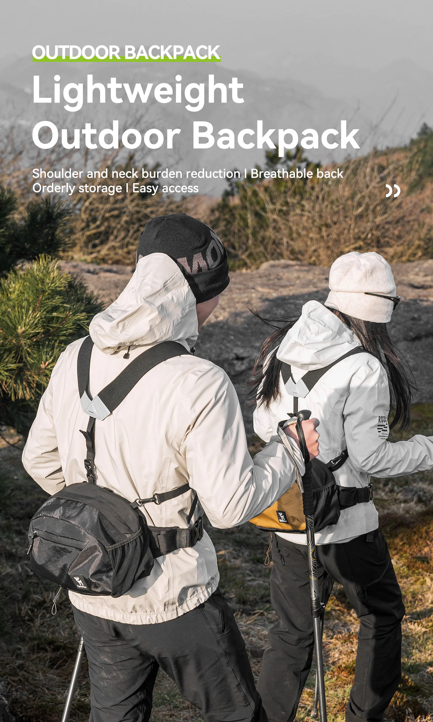 lightweight hiking backpack front view