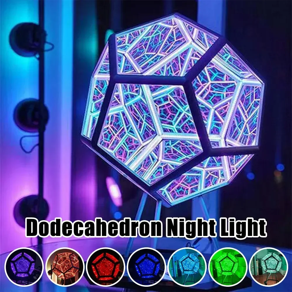 

Creative Cool Space Infinite Dodecahedron LED Night Light Adjustable Color Furniture Decoration Atmosphere Lamp Birthday Gift