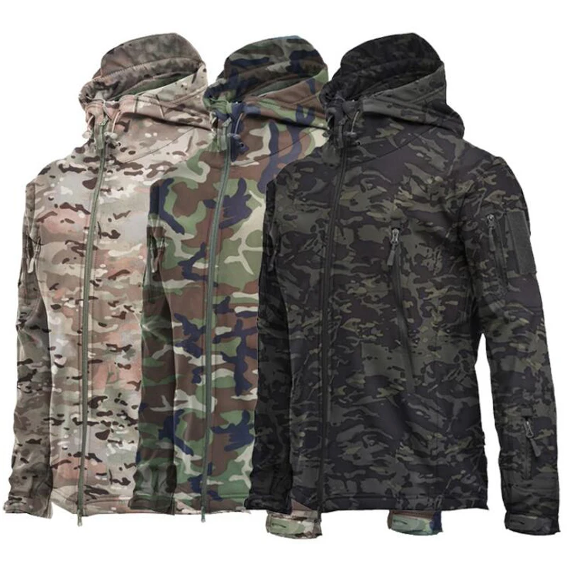 

Tactical Jacket Men Military Combat Soft Shell Army Jackets Techwear Windproof Waterproof Breathable Fleece Thermal Hooded Coats