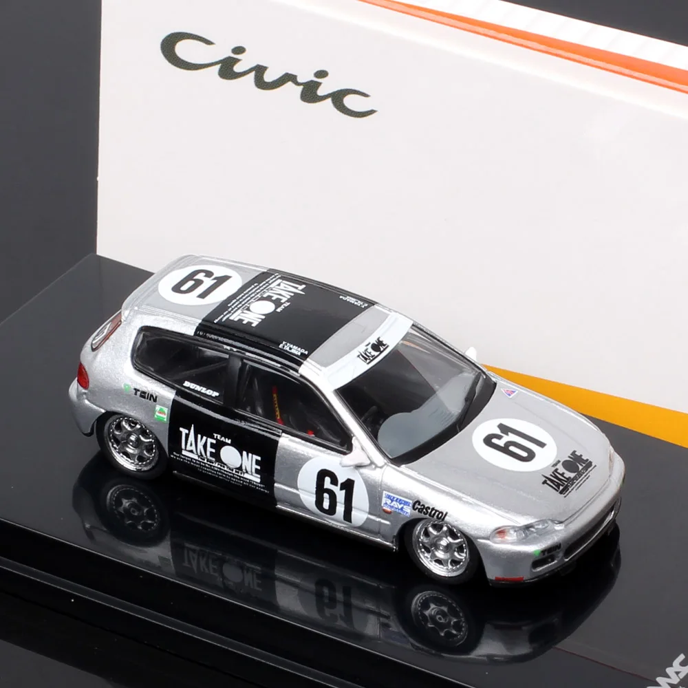 

Tarmac Works TW 1/64 масштаб Honda Civic EG6 Gr.N #61 Возьмите один Модель гоночного автомобиля Литые и игрушечные автомобили Серебряный коллекционный для мальчиков