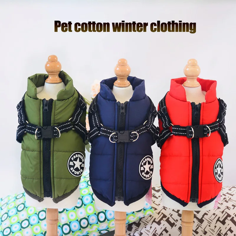 

Dog Clothes Chest and Back Integrated Cotton Vest Pet Cotton Coat Winter Padded Two-legged Cotton Coat Puppy Clothes