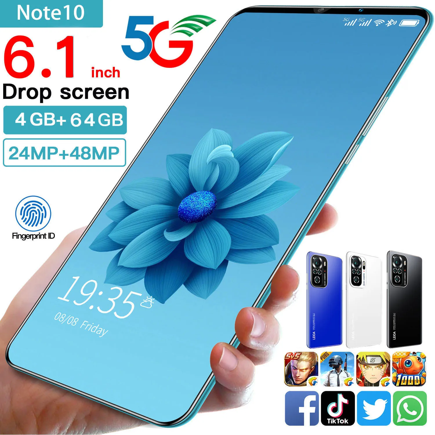 Смартфон Note 10 Pro 2022 дюйма 4 + 64 ГБ 6 1 мАч 48 МП |
