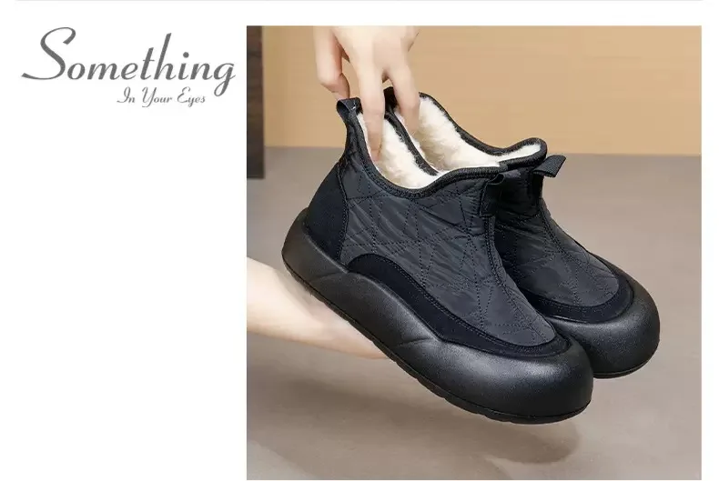 Dicke Sohlen Design Baumwolle Schuhe für Frauen 2024 Herbst und Winter Neue Plüsch Isolierung Flache Top Sport Schuhe Zapatillas Mujer – Detail 21