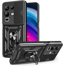 Military Grade Protective Phone Case with Slide Camera Cover for Infinix Note 50 Pro 4G (Black)