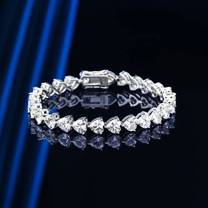 

Tennis Bracelet 925 Sterling Silver Women Sterling Silver 6MM Fashion Heart Zirconia Fine Jewelry