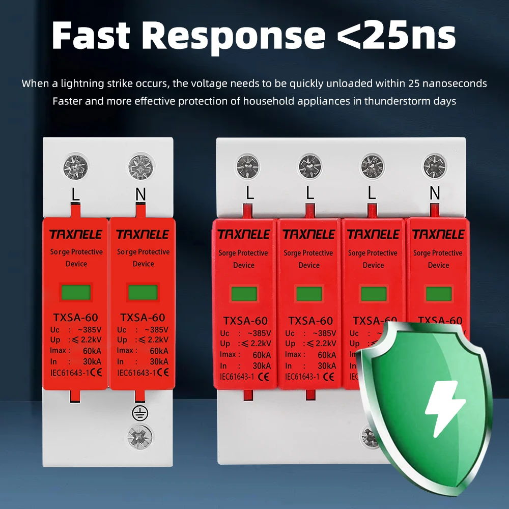 Enhanced House Lightning Surge Protector | Multi-Phase, High-Capacity Low-Voltage Arrester Device