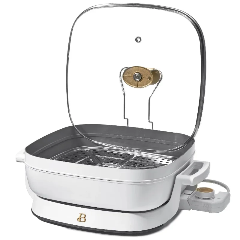 Beautiful 5-in-1 Electric Expandable Skillet, White Icing by Drew Barrymore, Up to 7 QT 6