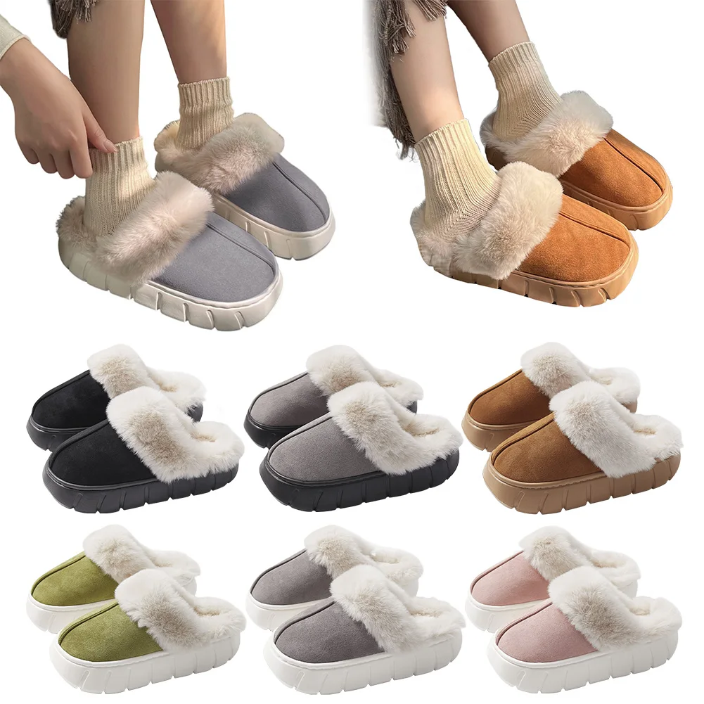 House Shoes for Women Fur Fleece Lined House Slippers Memory Foam Warm Winter Slippers Furry for Indoor and Outdoor