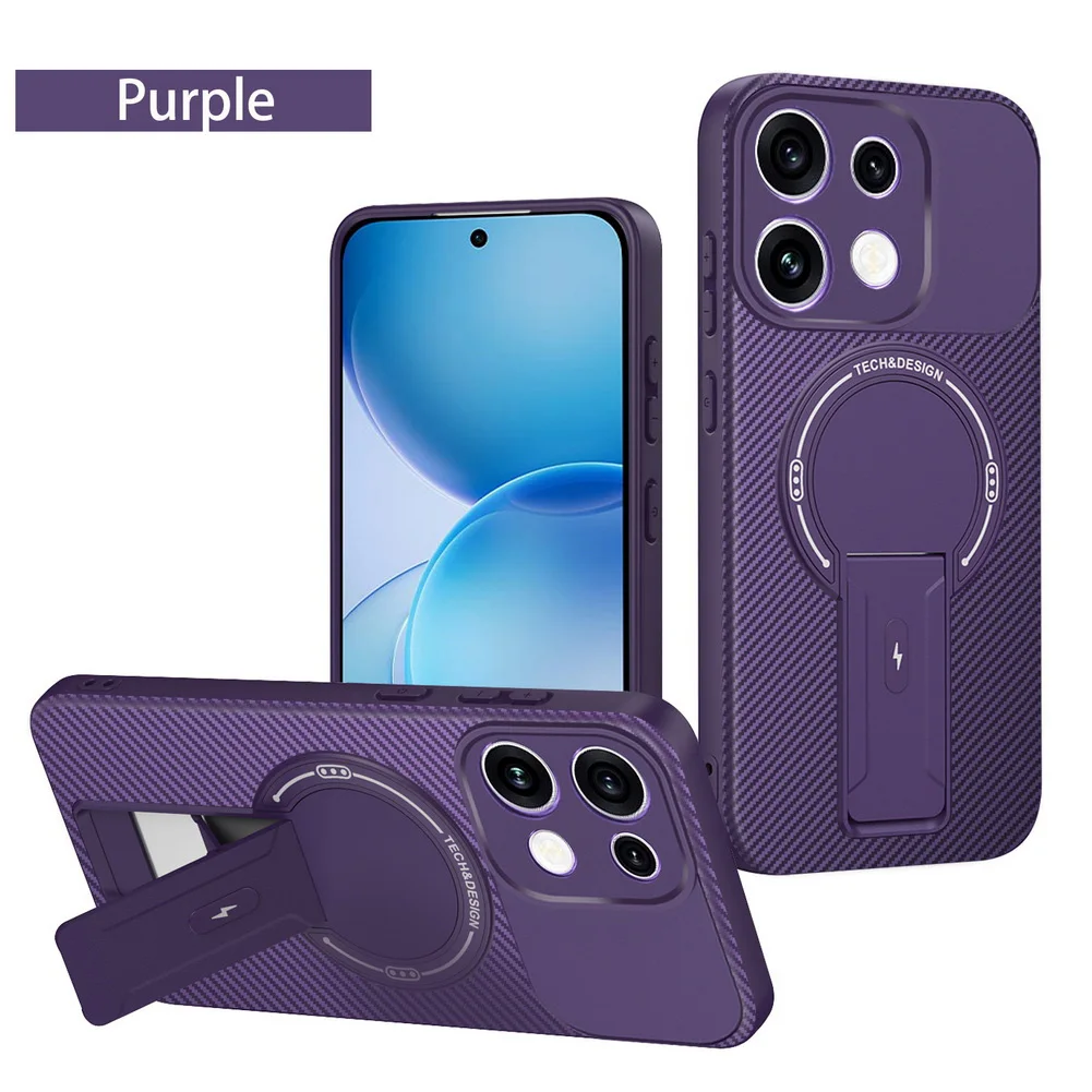 Carbon Fiber Invisible Stand Holder Magnetic Ring Protective Phone Case