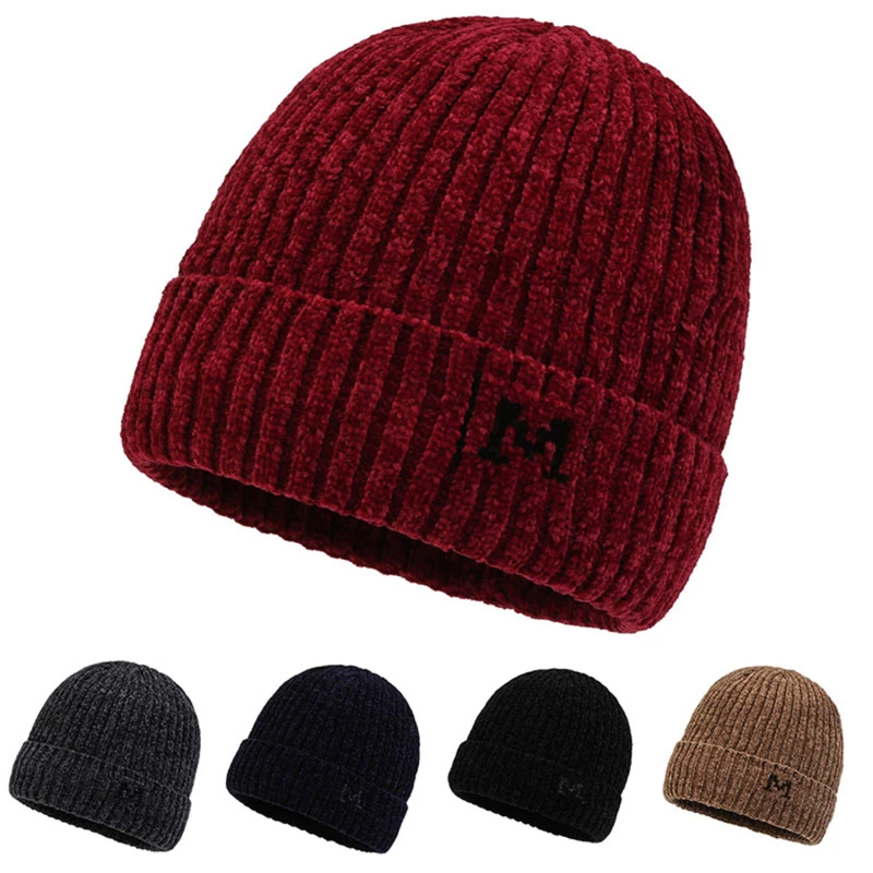 

New Knitted Hat Winter Thickened Warm Hat Simple And Versatile Ski Hat Riding Windproof And Cold-proof