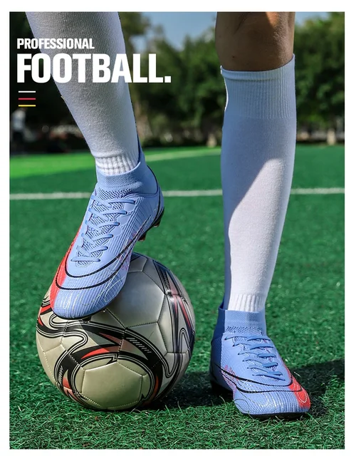 2022 profissional de alta tornozelo sapatos de futebol homens ao ar livre  antiderrapante longos picos botas