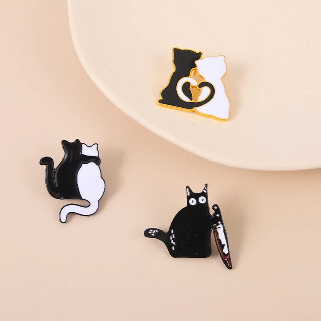 Engraçado fome comer peixe gato preto duro esmalte pino kawaii desenhos  animados gatos animal dourado broche lapela mochila pinos decoração  presente exclusivo - AliExpress