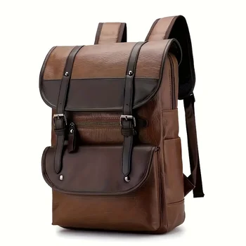 Extra-Large Capacity Mens PU Casual Backpack - Waterproof, Multifunctional, and Durable Outdoor Travel, and Leisure Activities