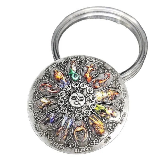 1PC Colorful The Sign of Zodiac Coins Astrology Twelve Constellations Commemorative Tarot Good Luck New Year Lucky Coin 2