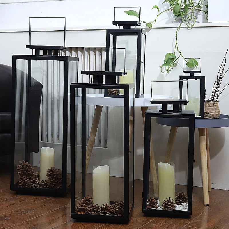 Decor Iron Glass Candle Holder Black Luxury Tea Light Candle Holder