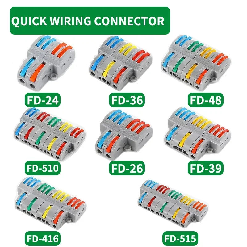 

SPL-2 Fast 2-In 2-Out, 3-In 6-Out Wiring Terminals 2-Position 2/3/4/5pin Connectors Wire Connectors electrical Connector Kit