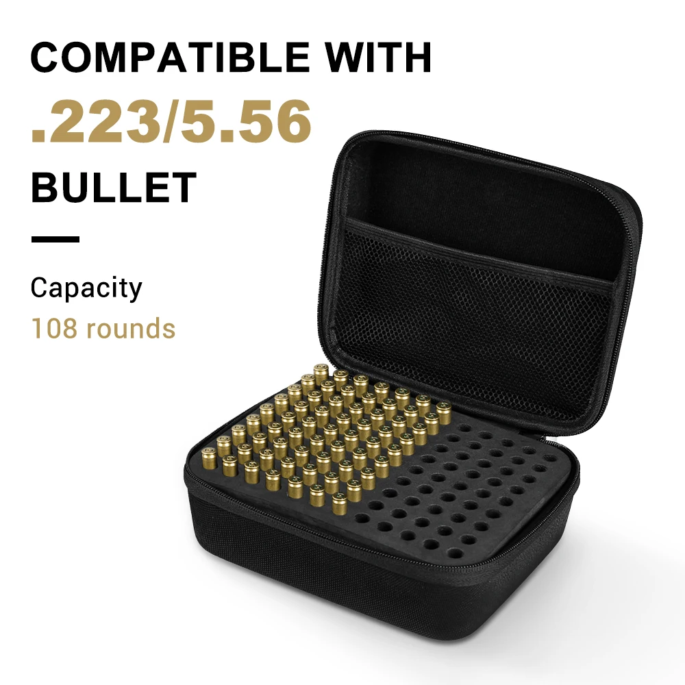 108 Rounds Ammo Pouch .223 5.56 Ammo Storage Case Box Bullet Box Ammunition Handbag Cartridge Storage Case Hunting Bag