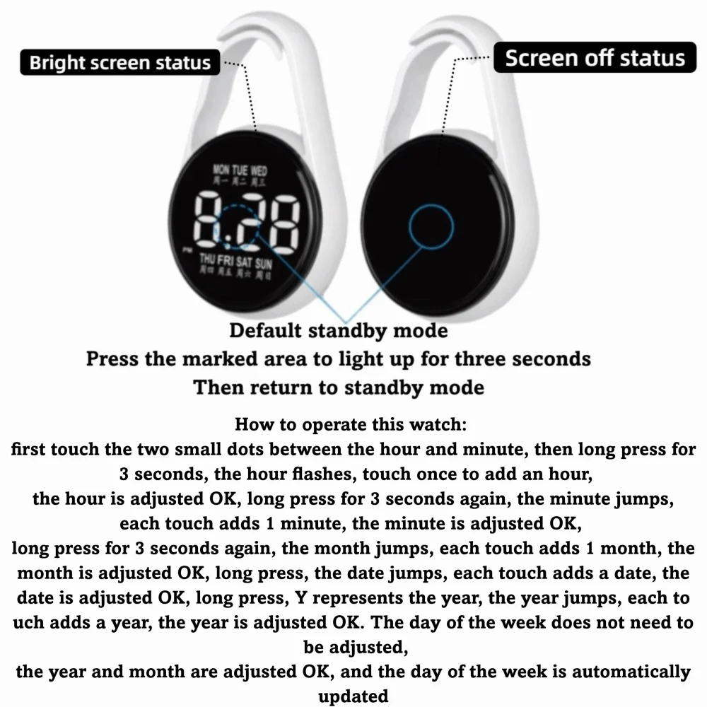LED Elektronische Hängeuhr Tragbare Wasserdichte Taschenuhr Taschenformat Digitale Anzeige Leuchtende Taschenuhr – Detail 1