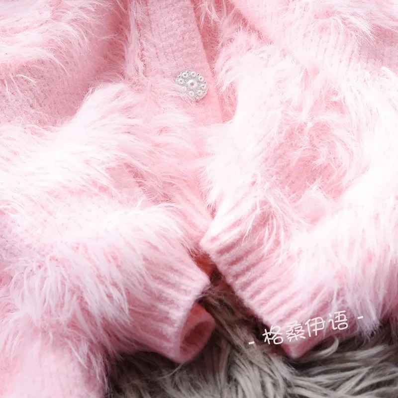 Fashionn Imitation Knit Coat Women's Outerwear Knit Jacket White Short Sweater Cardigan Women's Loose And Lazy Autumn New Korean