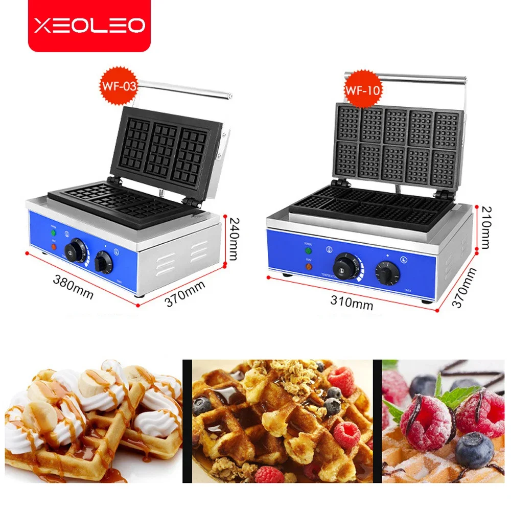 Xeoleo Electric Waffle Maker 1550W Macchina Per Waffle 3 Pezzi/10 Pezzi Macchina Per Torta All'Uovo Al Forno Macchina Per Il Pane Antiaderente