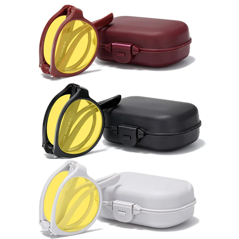 Men Women's Trendy Night Vision Glasses Unisex Outdoor Foldable Sunglasses Retro Round Frame UV Protection