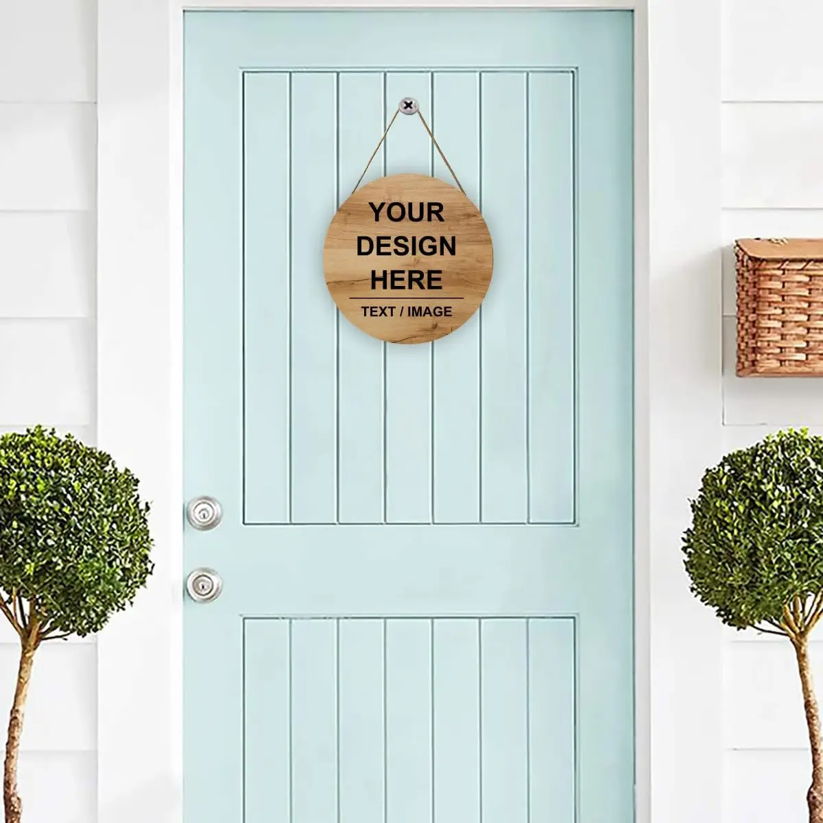 Customizable 12 Round Wood Door Sign - Personalized Welcome Decor Wall Plaque