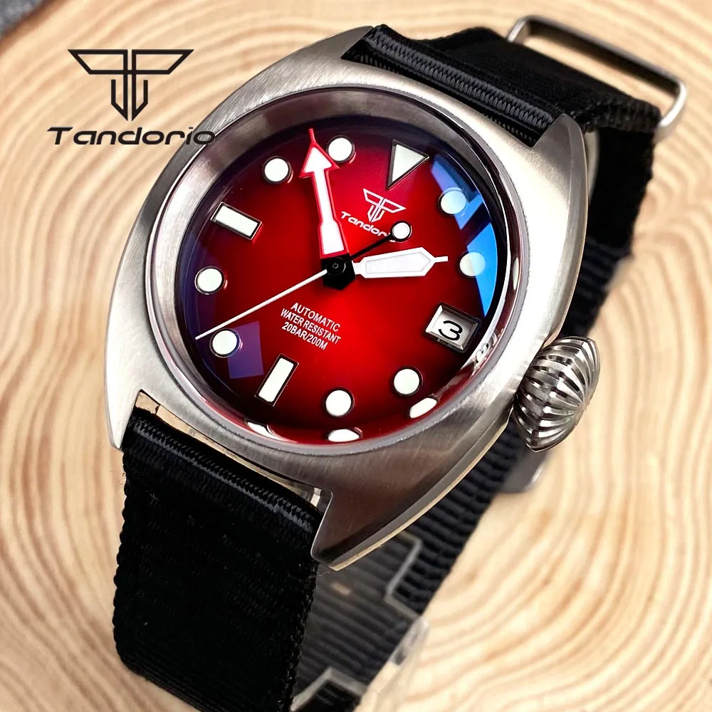 Tandorio Luminous Gradient Dial Fashion NH35A 36mm 20Bar Dive Automatic Watch for Men Lady Double Domed AR Sapphire Nylon Strap